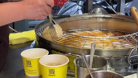 Snack Shop Owner Preparing Delicious Taiwanese Meatballs Video stock 302246466