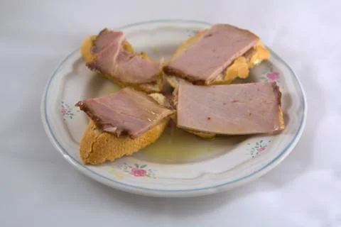 Snack of shoulder of pork on plate Stock Photos