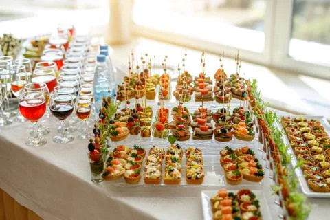 Snack table ready for the event Stock Photos