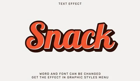 Snack text effect template in 3d style Stock Illustration