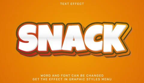 Snack text effect template in 3d design Stock Illustration