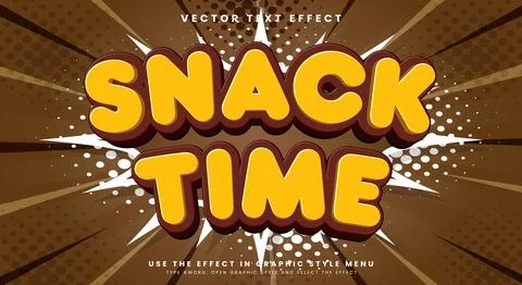 Snack Time 3D editable text effect Template Stock Illustration