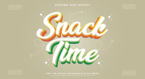 Snack Time 3D editable text effect template Stock Illustration