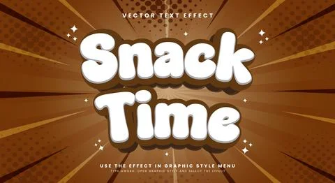 Snack Time 3d editable text effect Template Stock Illustration