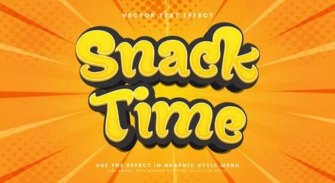 Snack time 3d editable text effect template Illustrazione stock