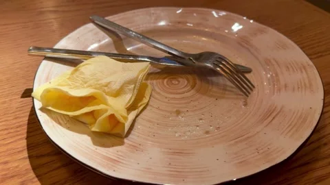 Snack Time With Quiet Table Scene, Tranquil Restaurant Ambiance Featuring Plate Stock Footage 325225050