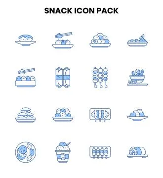 Snack Two Color Blue Collection Icons Pack Stock Illustration