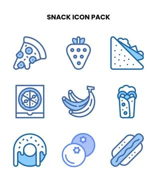 Snack Two Colour Design Icons Pack Stock Illustration