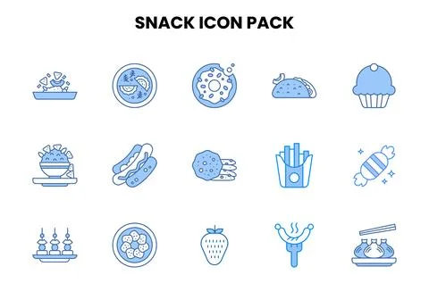 Snack Two Colour UI Icons Pack Stock Illustration