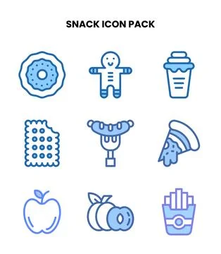 Snack Two Colour Vector Icons Pack Stock Illustration