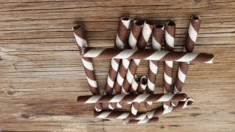 A snack, a waffle roll Stock Photos