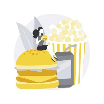 Snacking non-stop abstract concept vector illustration. Stock Illustration