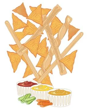 Snacks and dips Illustrazione stock