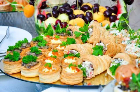 Snacks and fruit at the buffet. Selected focus Stock Photos