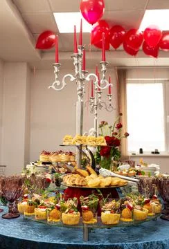 Snacks and salads on the buffet table. catering at the event. Stock Photos