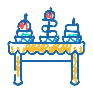 Snacks buffet icon doodle illustration Stock Illustration