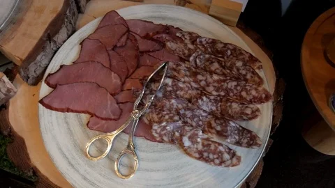 Snacks at the buffet in the restaurant Stock Footage 79531116