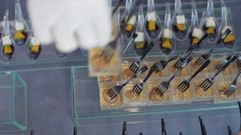 Snacks on the buffet table Stock Footage 98007778