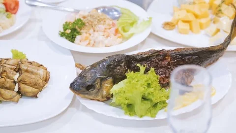 Snacks for cocktail party. catering Stock Footage 72192128
