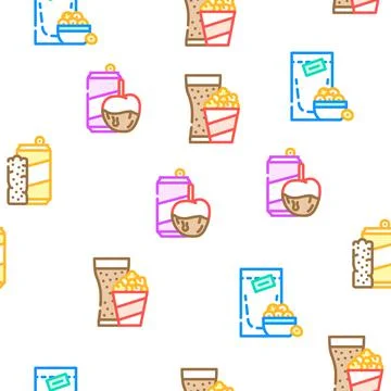 Snacks Food And Drink Vector Seamless Pattern イラスト素材