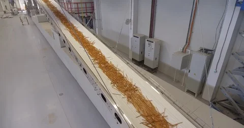 Snacks production Closeup conveyor, baked ready Vidéo 80631851