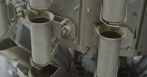 Snacks production Closeup sorting machine Stockbeeldmateriaal 79814306