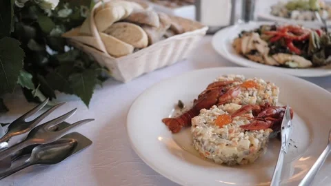 Snacks served buffet wedding Banquet Stock Footage 130521990