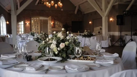 Snacks served buffet wedding Banquet Stock Footage 130522490