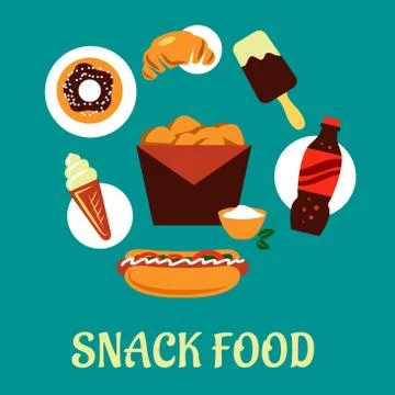 Snacks set with fast food elements Stock Illustration