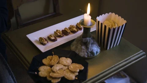 Snacks on table Stock Footage 87176788