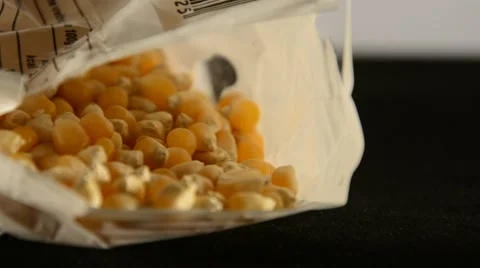 Snacks on a table, pop corn bag Stock Footage 45707375
