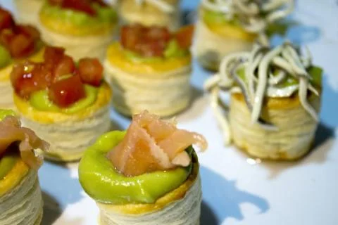 Snacks typical Spanish buffet Stock Photos