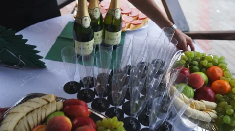 Snacks for wine on the buffet table Stock Footage 58747216