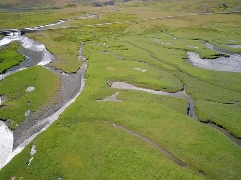 Snaefellsnes road with sheep drone Stock Footage 84787669