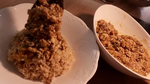 Snail and soybean paste rice bowl Stockbeeldmateriaal 256911149