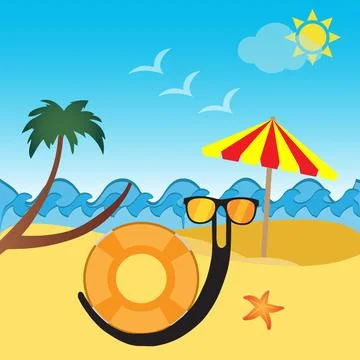 Snail on the beach Stock Illustration