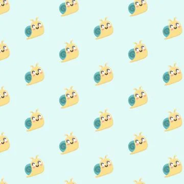 Snail cartoon seamless vector pattern. Stock Illustration