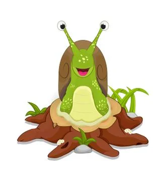 Snail on cutting tree Stock Illustration