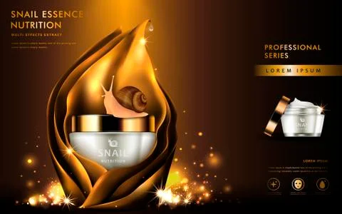 Snail extract cosmetic ads Stock Illustration