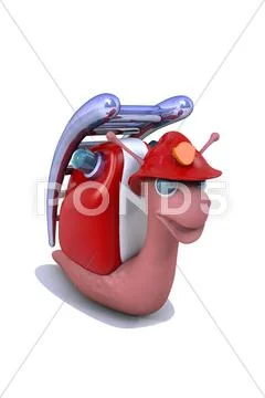 A snail is a fireman Stock Illustration