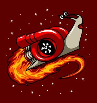 A snail that flies into the sky Stock Illustration