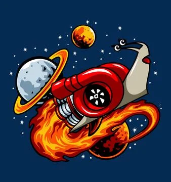 Snail fly to the moon Stock Illustration