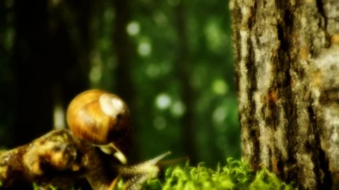 Snail forest tree. Snail. Grape snail in the natural habitat 49. Stock-Footage 95204288