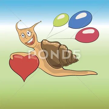 Snail with heart Stock Illustration