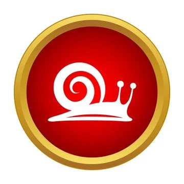 Snail icon in red circle button design Stock Illustration