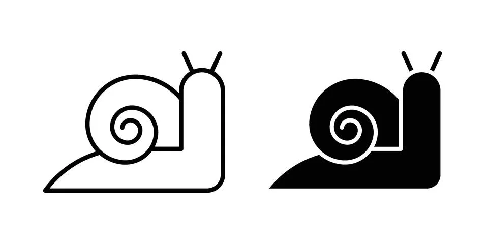 Snail icon vector concepts, line and silhouette style Stockillustratie