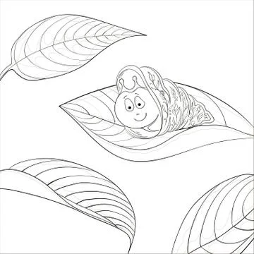 Snail on leave, contours Stock Illustration