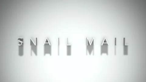 Snail mail 3D title animation with shadows on a white background Stock Footage 297013236