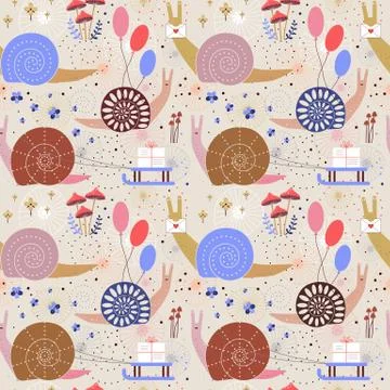 Snail Mail Delivery Seamless Pattern Stock Illustration