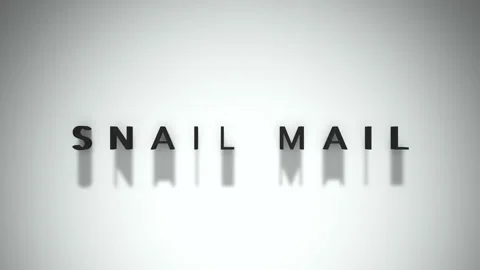 Snail mail title 3D matte black writing atop a white backdrop Stock Footage 301837201